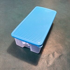 Tupperware Blue Lid Clear FridgeSmart Storage Tray with Produce Icons 4352, 4353